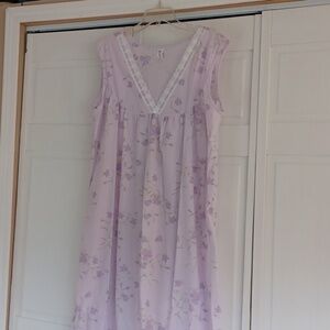 Floral Purple Nightgown Long Brushed Nylon Size 3Xlarge